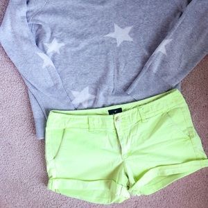 American Eagle neon yellow midi shorts